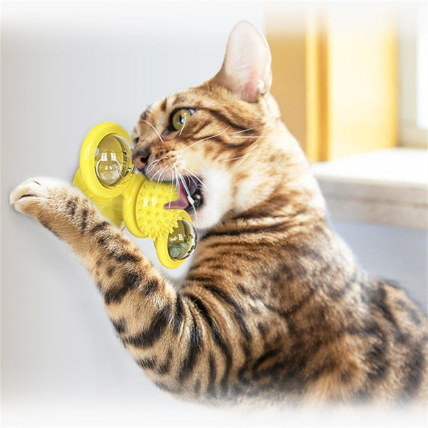 Funny Cat Spinning Windmill with LED Ball Spinner Toy - marteum