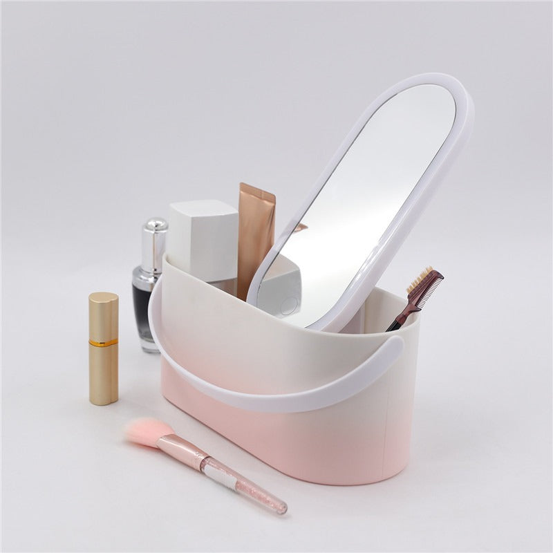 Travel Makeup Organizer with LED Mirror